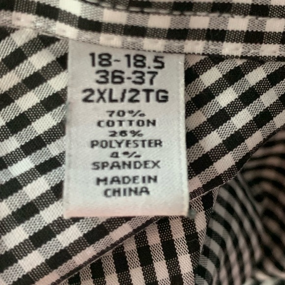 Men’s Nick Graham Black and White Checkered Dress Shirt Button down 2XL - Picture 7 of 7